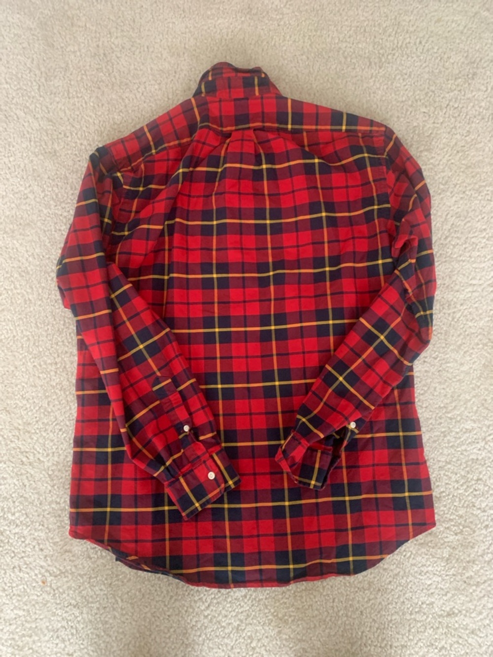 Men's Red Plaid Button-Up Shirt - Picture 6 of 9